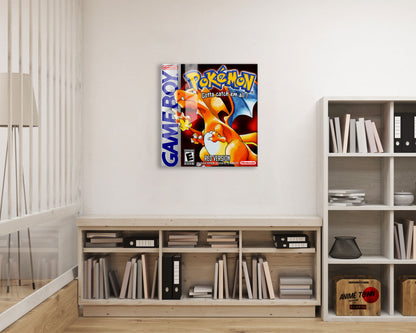 Pokemon Red Charizard Gameboy Cover Metal Poster