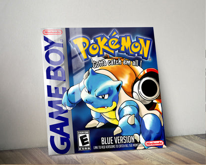 Pokemon Blue Blastoise Gameboy Cover Metal Poster