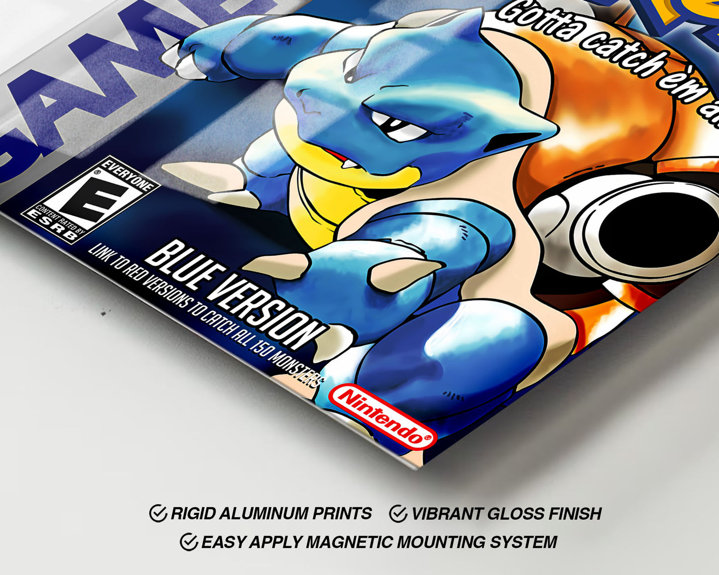 Pokemon Blue Blastoise Gameboy Cover Metal Poster