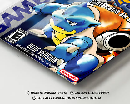 Pokemon Blue Blastoise Gameboy Cover Metal Poster