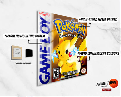 Pokemon Yellow Pikachu Gameboy Cover Metal Poster