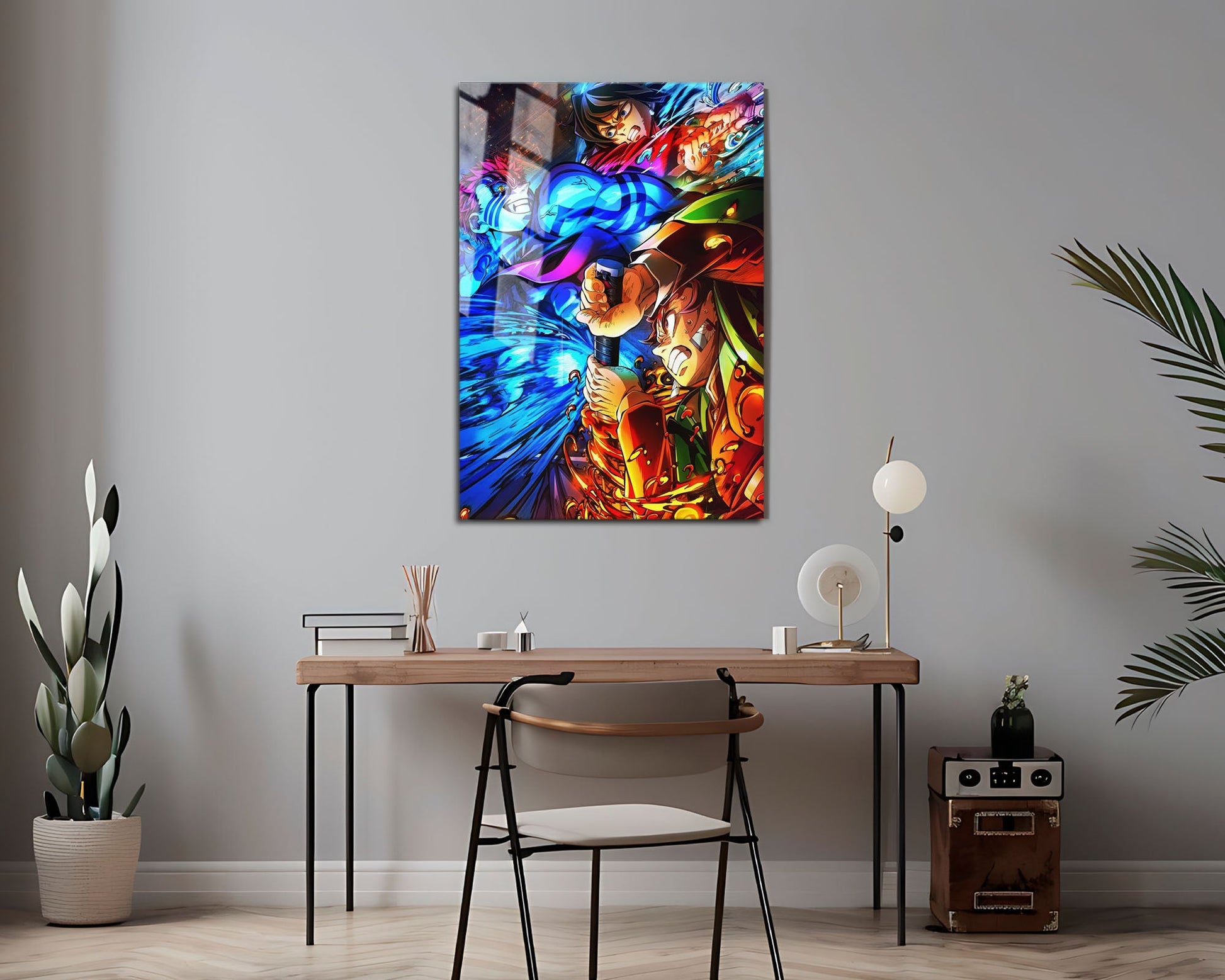 Anime Town Creations Metal Poster Demon Slayer Infinity Castle Tanjiro Giyu vs Akaza 24" x 36" Home Goods - Anime Demon Slayer Metal Poster