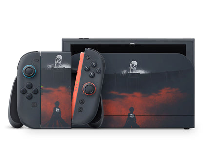 Anime Town Creations Nintendo Switch 2 Attack on Titan Wall Vinyl +Tempered Glass Skins - Anime Attack on Titan Switch 2 Skin