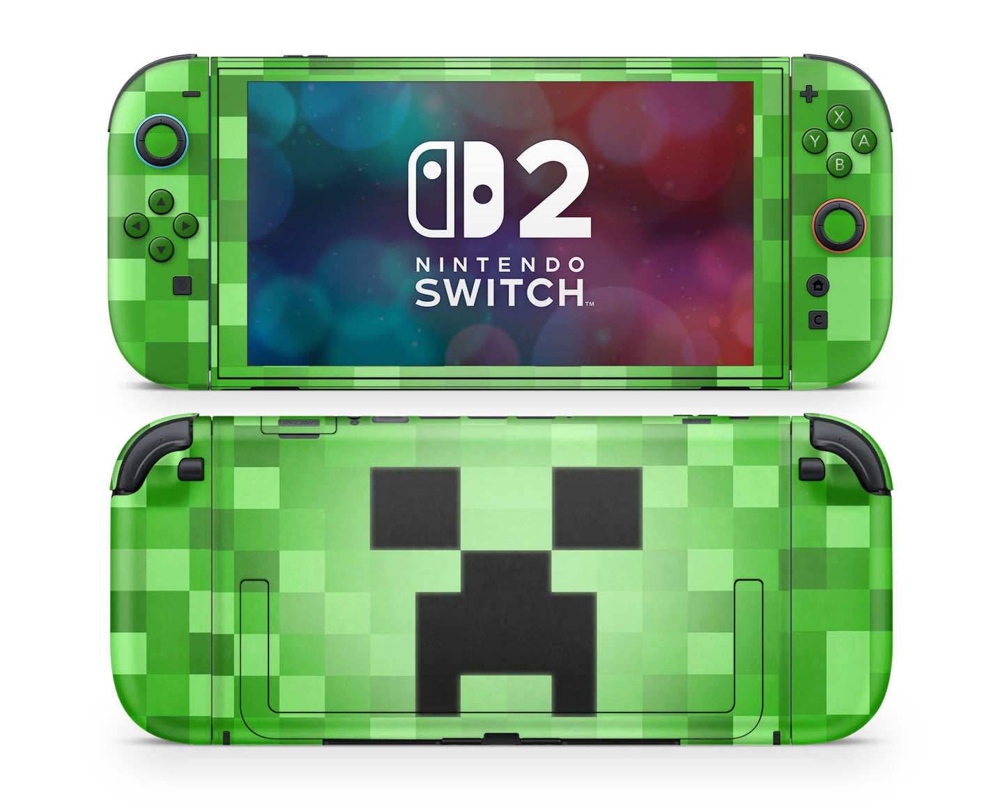 Anime Town Creations Nintendo Switch 2 Minecraft Creeper Face Vinyl only Skins - Anime Minecraft Switch 2 Skin