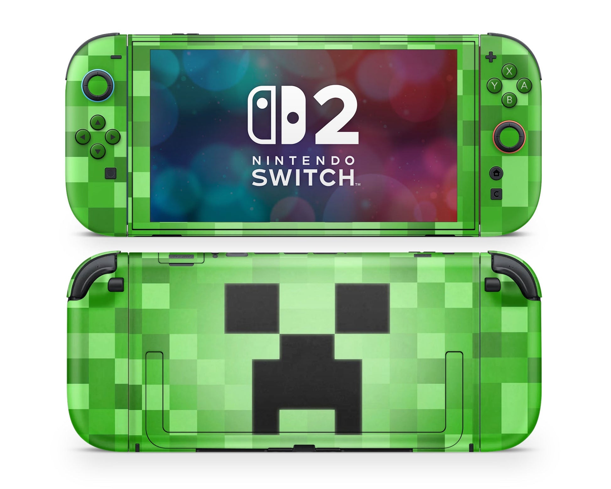Anime Town Creations Nintendo Switch 2 Minecraft Creeper Face Vinyl only Skins - Anime Minecraft Switch 2 Skin