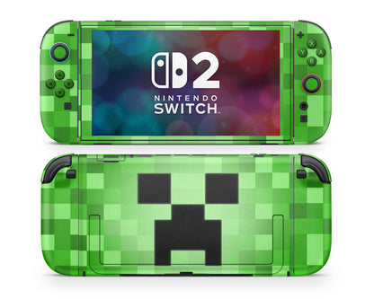 Anime Town Creations Nintendo Switch 2 Minecraft Creeper Face Vinyl only Skins - Anime Minecraft Switch 2 Skin