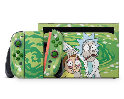 Anime Town Creations Nintendo Switch 2 Rick and Morty Open Your Eyes Morty Vinyl +Tempered Glass Skins - Anime Rick and Morty Switch 2 Skin