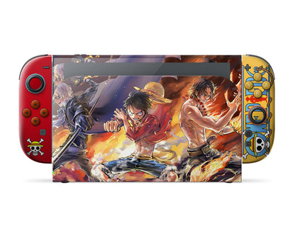 Anime Town Creations Nintendo Switch 2 One Piece Luffy Flames Vinyl only Skins - Anime One Piece Switch 2 Skin
