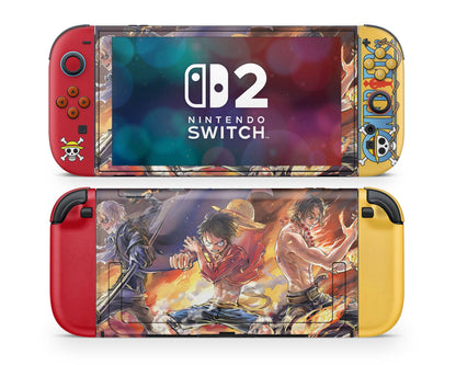 Anime Town Creations Nintendo Switch 2 One Piece Luffy Flames Vinyl only Skins - Anime One Piece Switch 2 Skin