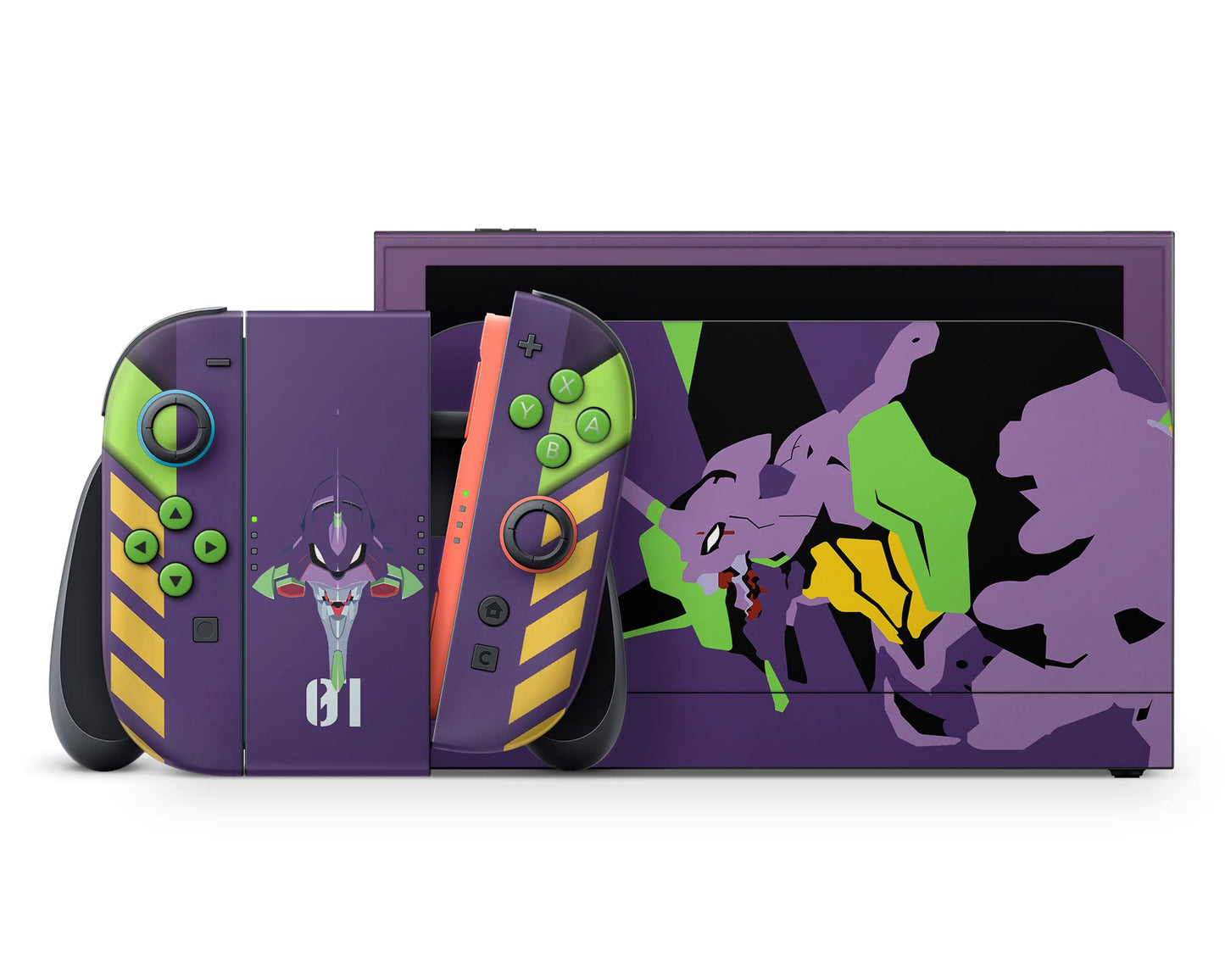 Anime Town Creations Nintendo Switch 2 Neon Evangelion Genesis Unit 01 Vinyl +Tempered Glass Skins - Anime Neon Evangelion Genesis Switch 2 Skin