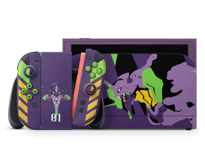 Anime Town Creations Nintendo Switch 2 Neon Evangelion Genesis Unit 01 Vinyl +Tempered Glass Skins - Anime Neon Evangelion Genesis Switch 2 Skin