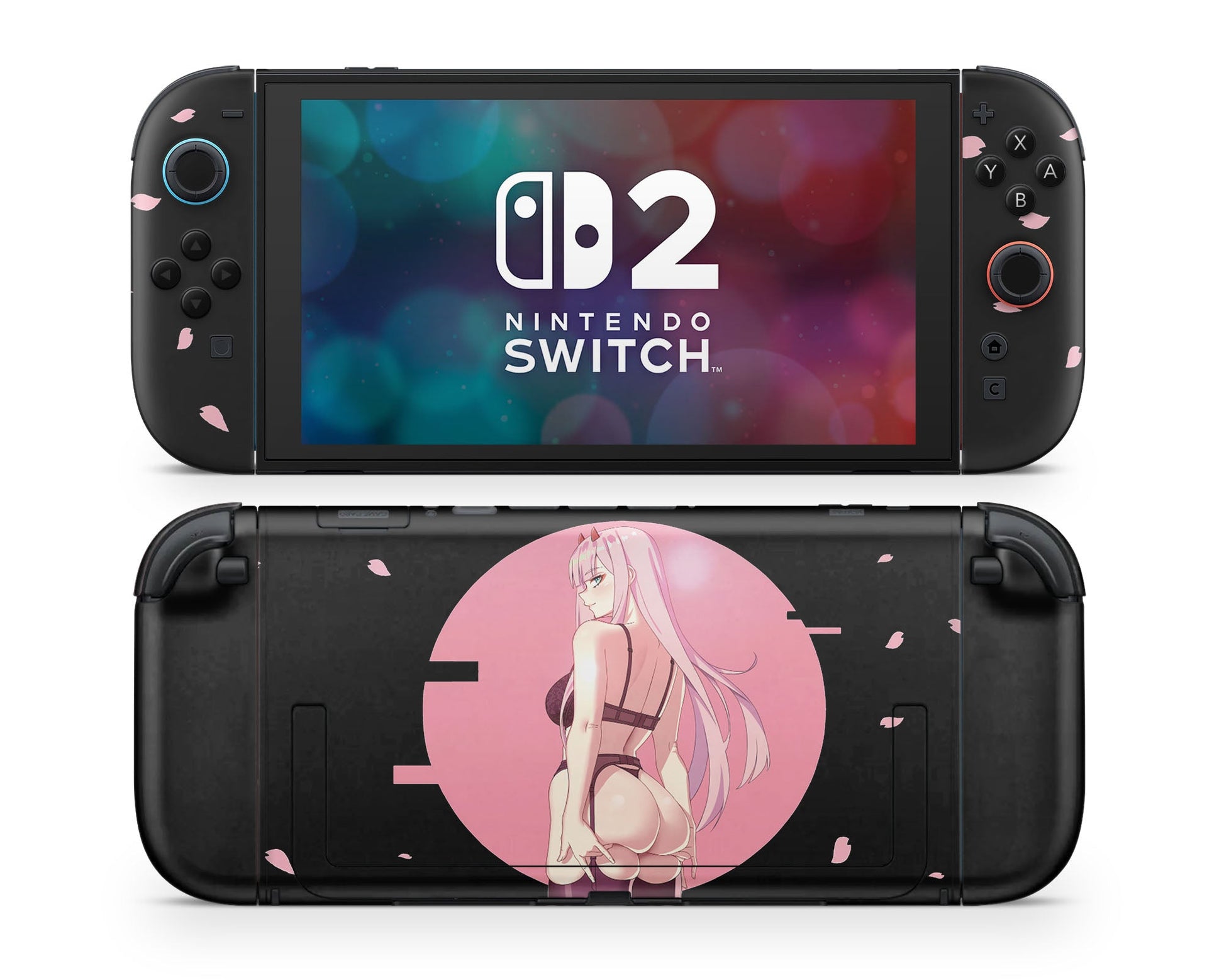 Anime Town Creations Nintendo Switch 2 Zero Two Hot Pink Vinyl only Skins - Anime Darling in the Franxx Switch 2 Skin