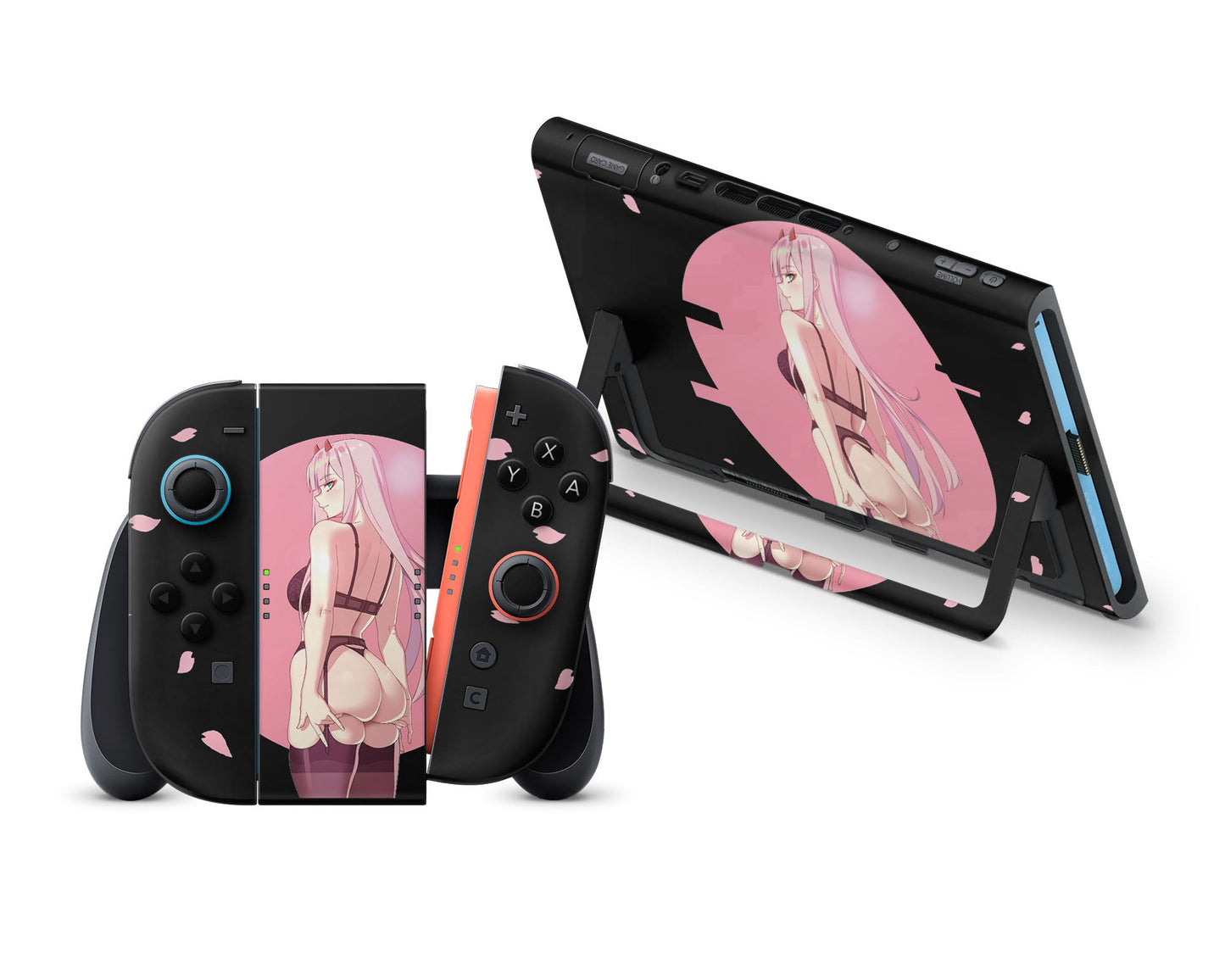 Anime Town Creations Nintendo Switch 2 Zero Two Hot Pink Vinyl +Tempered Glass Skins - Anime Darling in the Franxx Switch 2 Skin