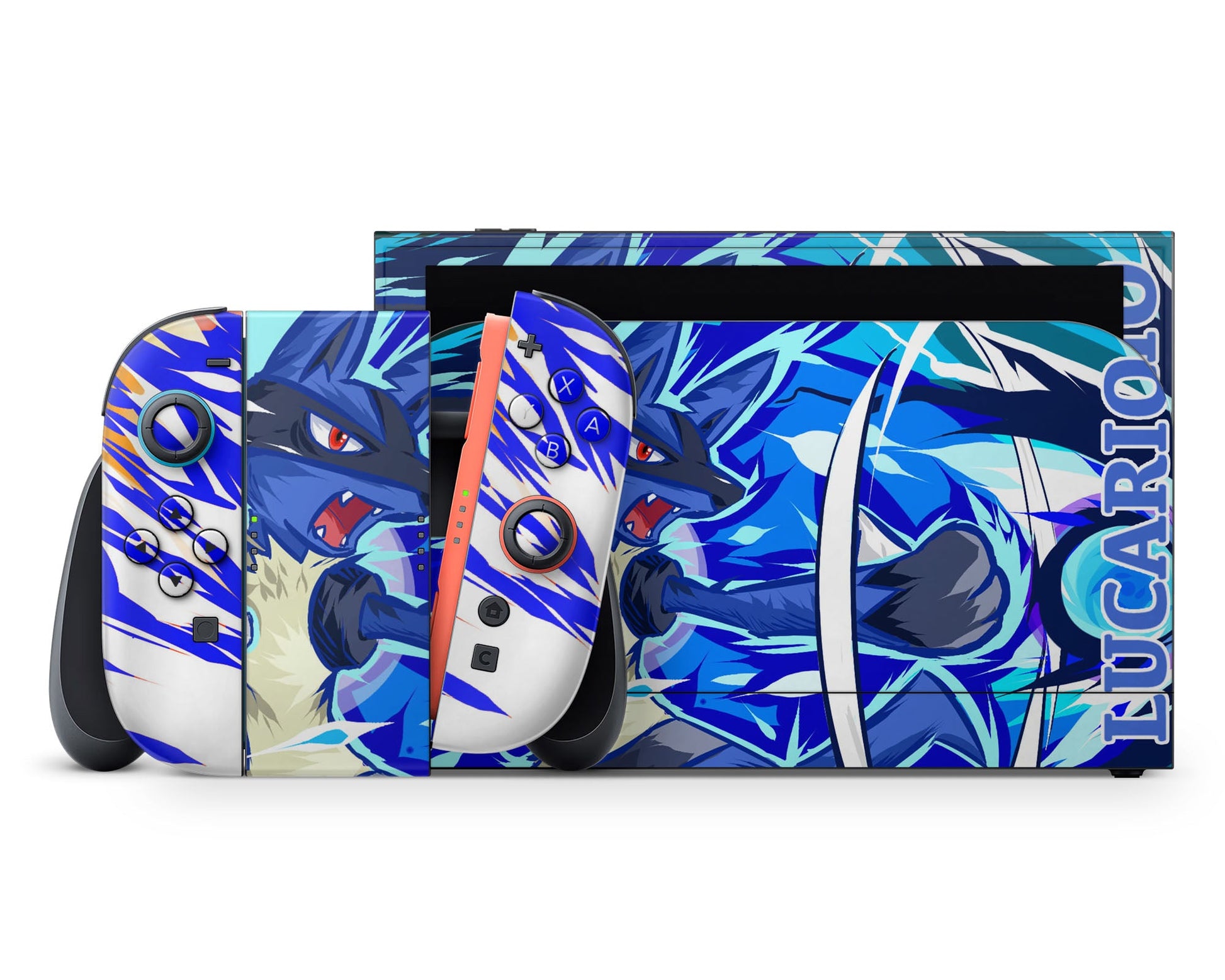 Anime Town Creations Nintendo Switch 2 Pokemon Lucario Vinyl +Tempered Glass Skins - Anime Pokemon Switch 2 Skin