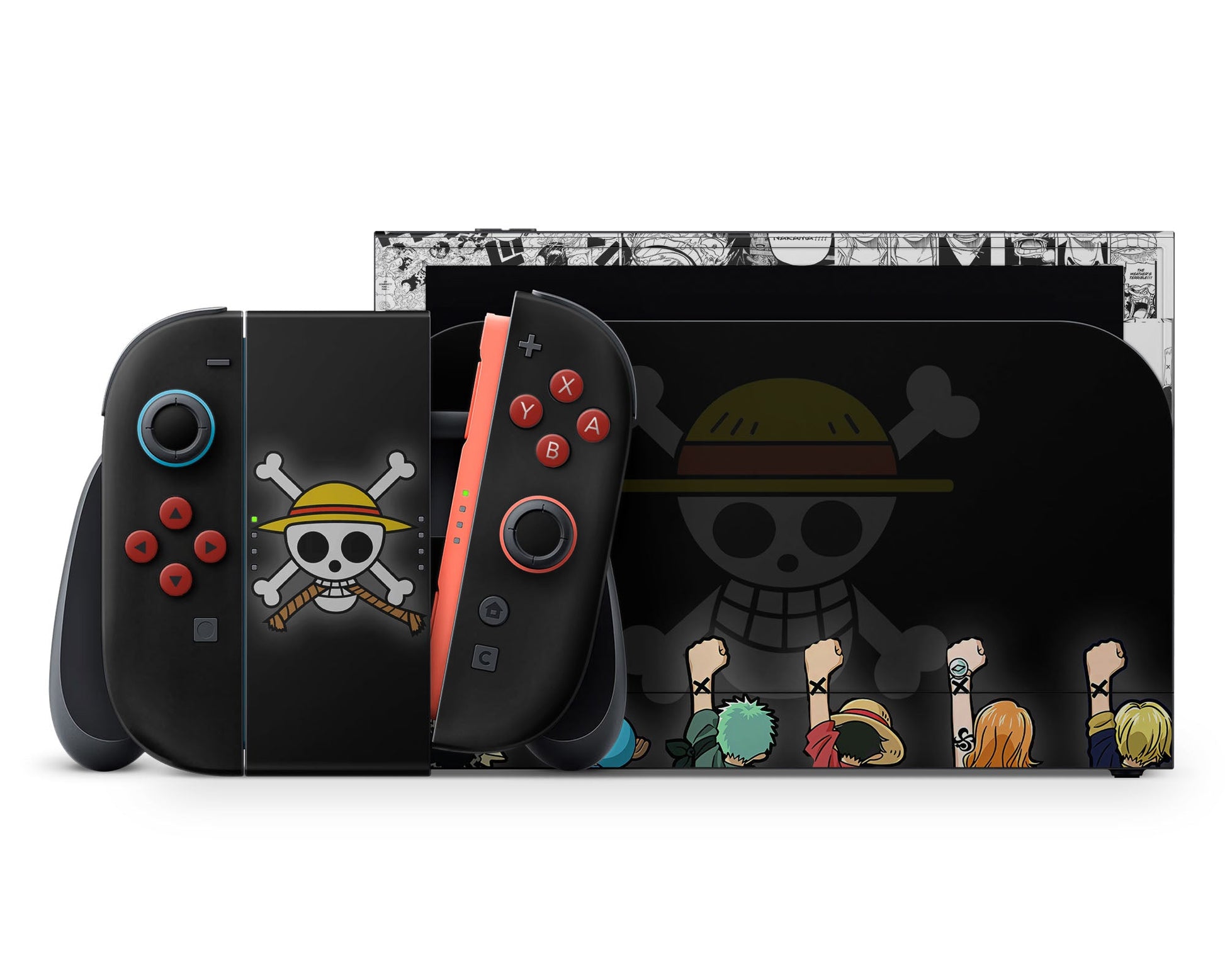 Anime Town Creations Nintendo Switch 2 One Piece Strawhat Pirates Gang Vinyl +Tempered Glass Skins - Anime One Piece Switch 2 Skin