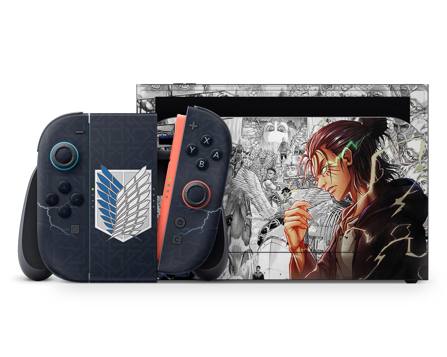 Anime Town Creations Nintendo Switch 2 Attack on Titan Eren Yeager Hype Vinyl +Tempered Glass Skins - Anime Attack on Titan Switch 2 Skin