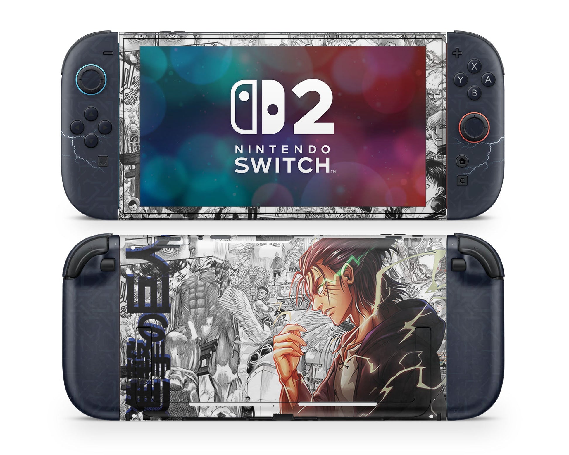 Anime Town Creations Nintendo Switch 2 Attack on Titan Eren Yeager Hype Vinyl only Skins - Anime Attack on Titan Switch 2 Skin