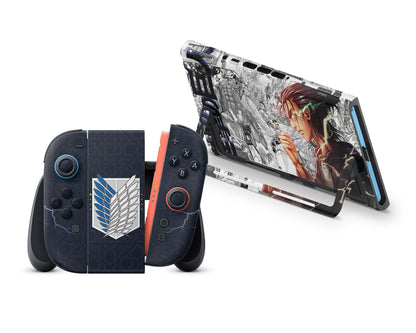 Anime Town Creations Nintendo Switch 2 Attack on Titan Eren Yeager Hype Vinyl +Tempered Glass Skins - Anime Attack on Titan Switch 2 Skin