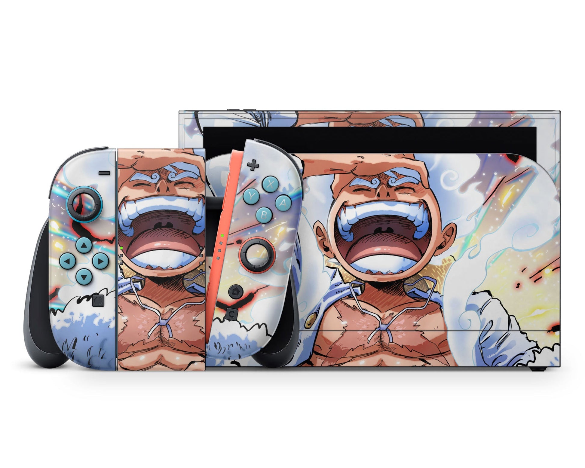 Anime Town Creations Nintendo Switch 2 One Piece Luffy Gear 5 Awakening Vinyl +Tempered Glass Skins - Anime One Piece Switch 2 Skin