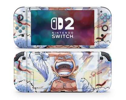 Anime Town Creations Nintendo Switch 2 One Piece Luffy Gear 5 Awakening Vinyl only Skins - Anime One Piece Switch 2 Skin