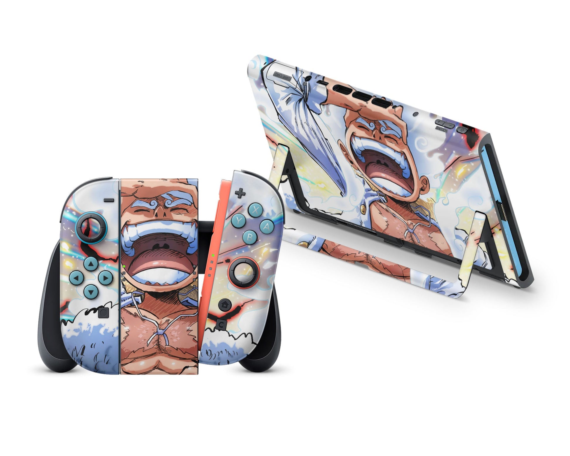 Anime Town Creations Nintendo Switch 2 One Piece Luffy Gear 5 Awakening Vinyl +Tempered Glass Skins - Anime One Piece Switch 2 Skin