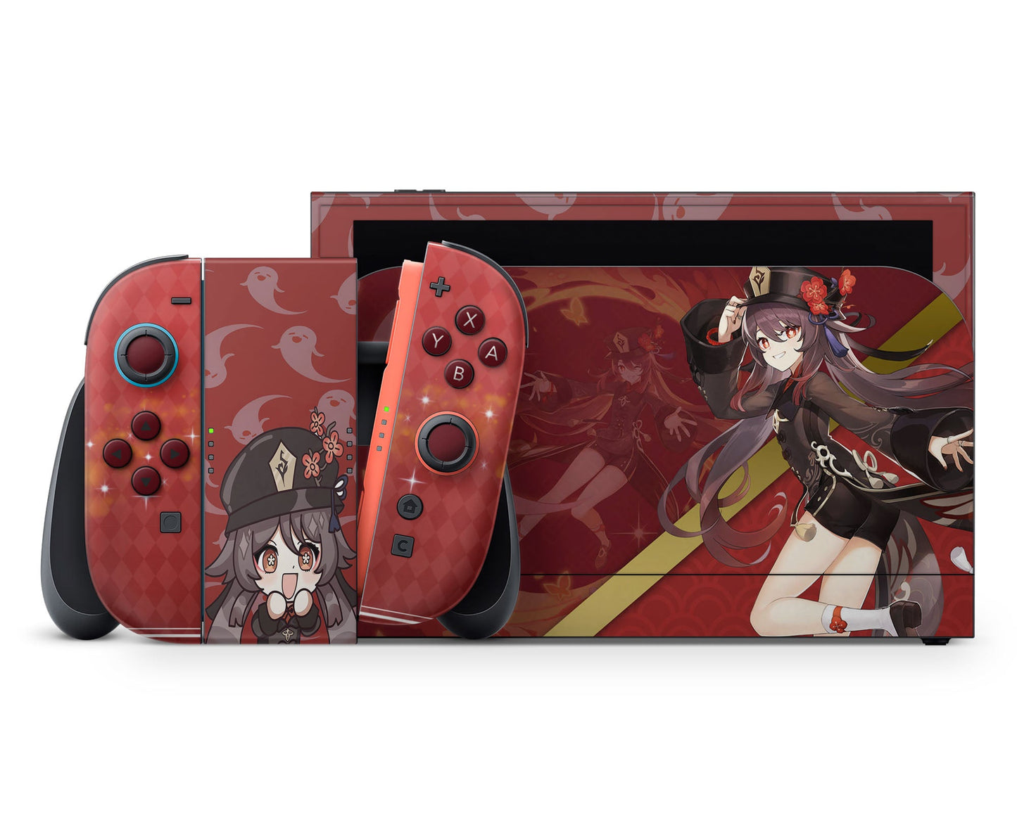 Anime Town Creations Nintendo Switch 2 Genshin Impact Hu Tao Vinyl +Tempered Glass Skins - Anime Genshin Impact  Switch 2 Skin