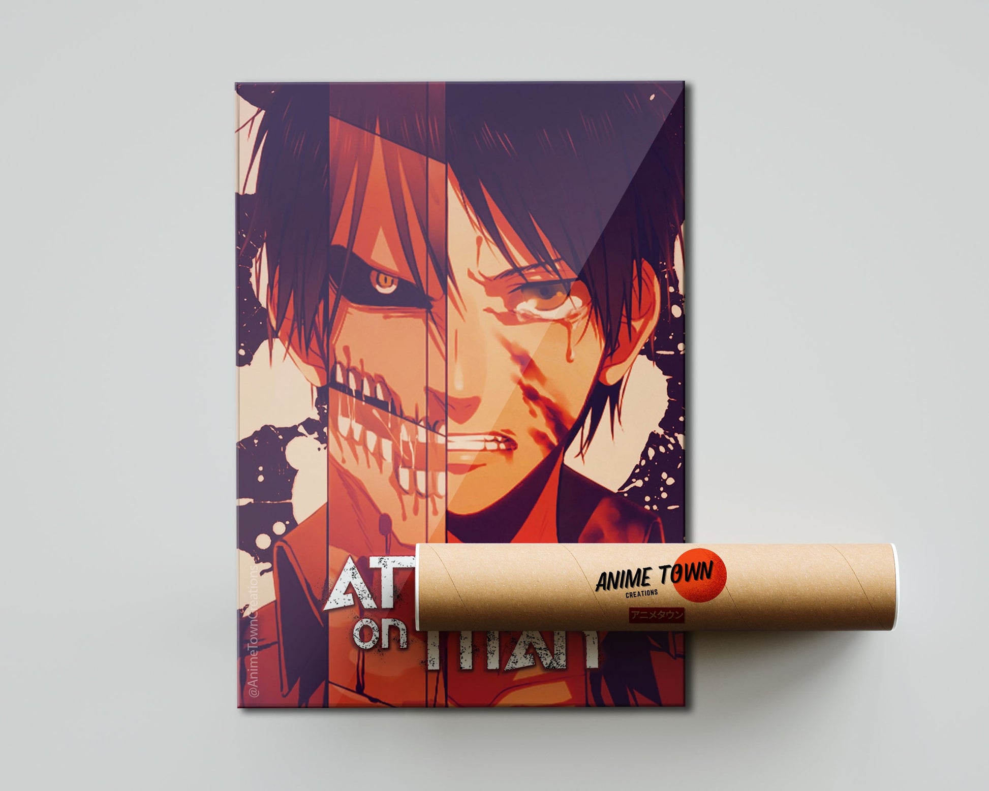 Anime Town Creations Poster Attack on Titan Eren Split 5" x 7" Home Goods - Anime Attack on Titan Poster
