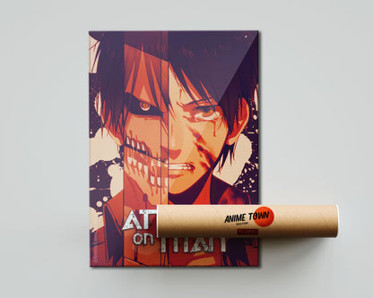 Anime Town Creations Poster Attack on Titan Eren Split 5" x 7" Home Goods - Anime Attack on Titan Poster