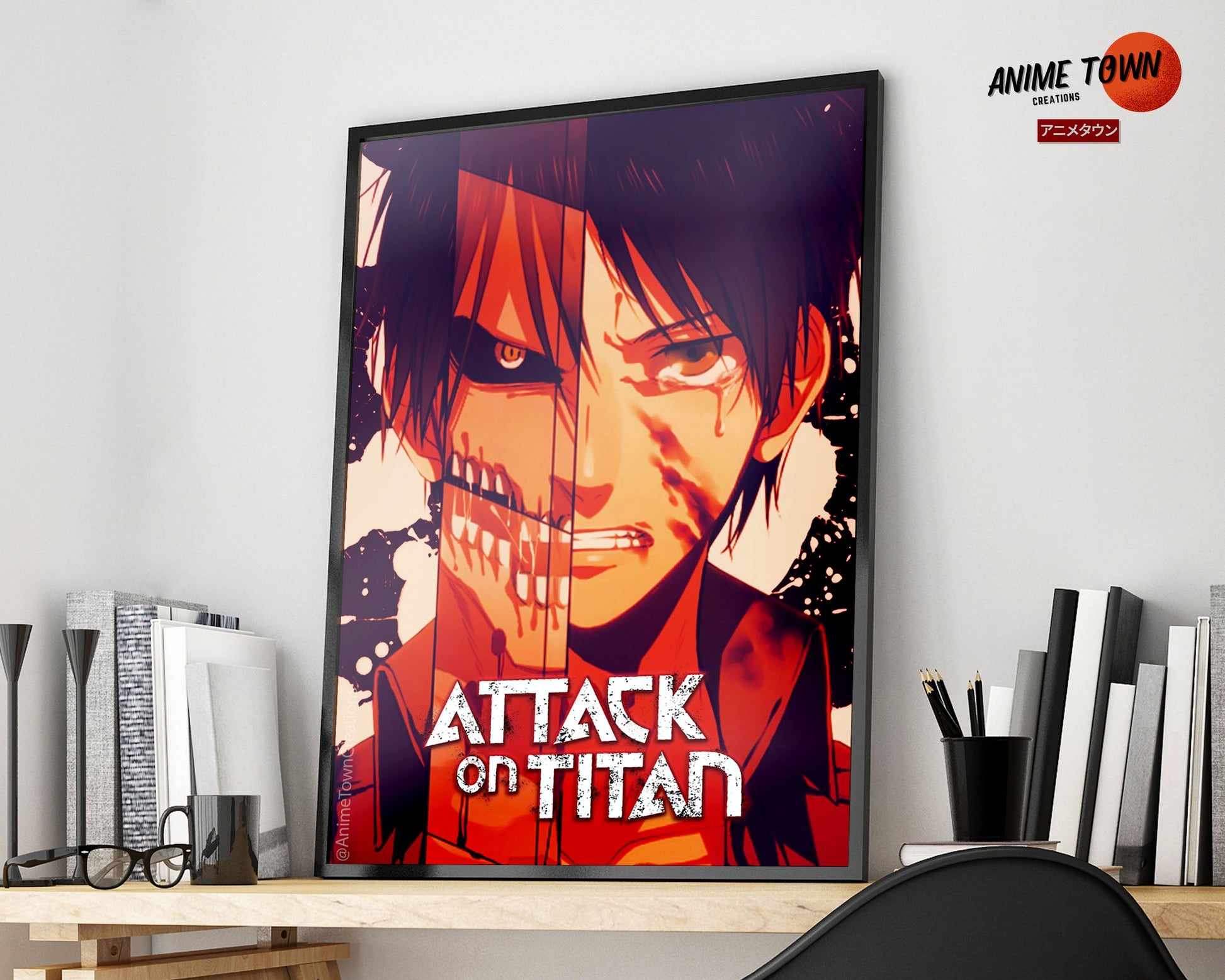 Anime Town Creations Poster Attack on Titan Eren Split 5" x 7" Home Goods - Anime Attack on Titan Poster