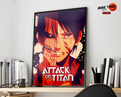 Anime Town Creations Poster Attack on Titan Eren Split 5" x 7" Home Goods - Anime Attack on Titan Poster