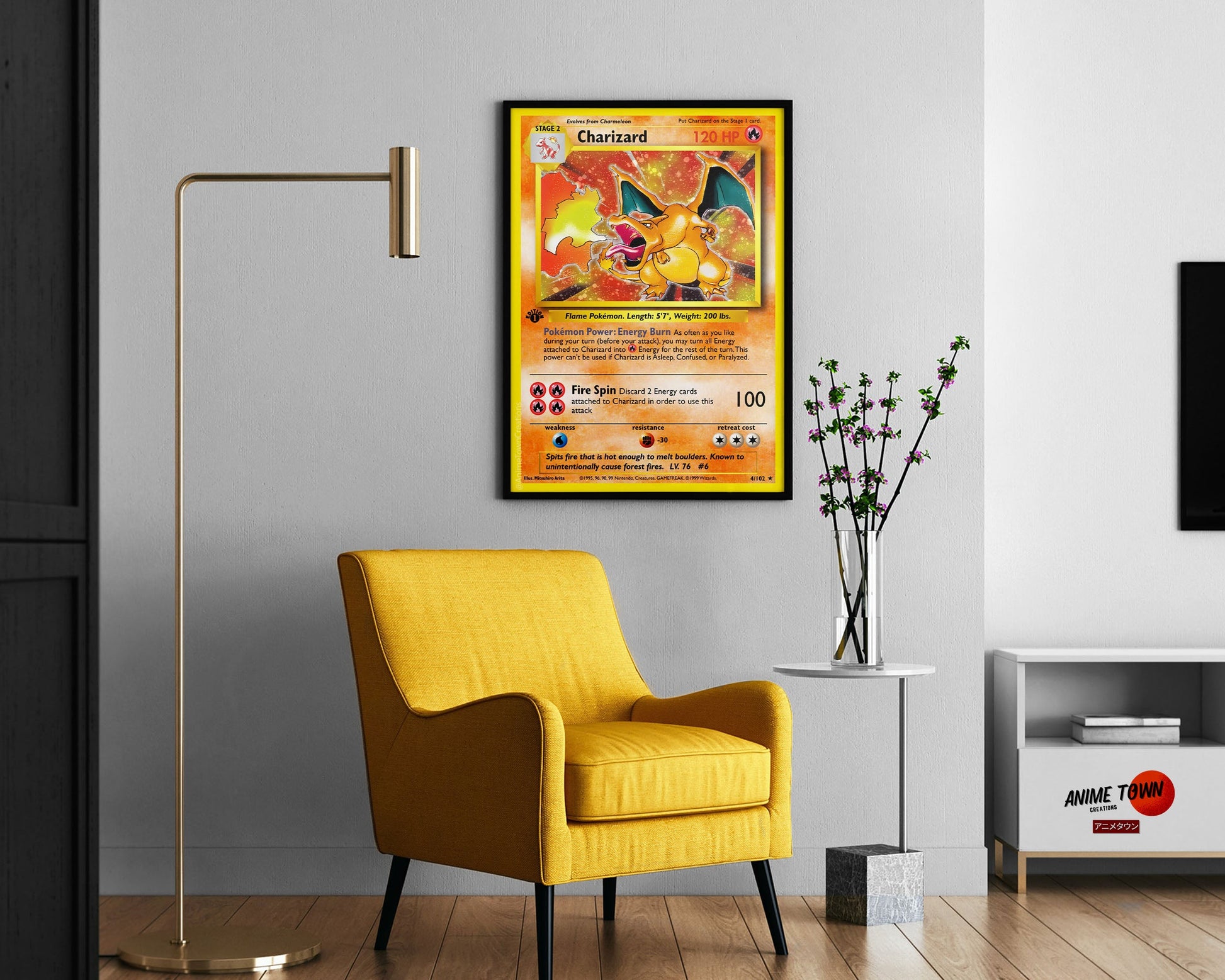 Anime Town Creations Poster Pokemon Charizard Card 11" x 17" Home Goods - Anime Pokemon Poster