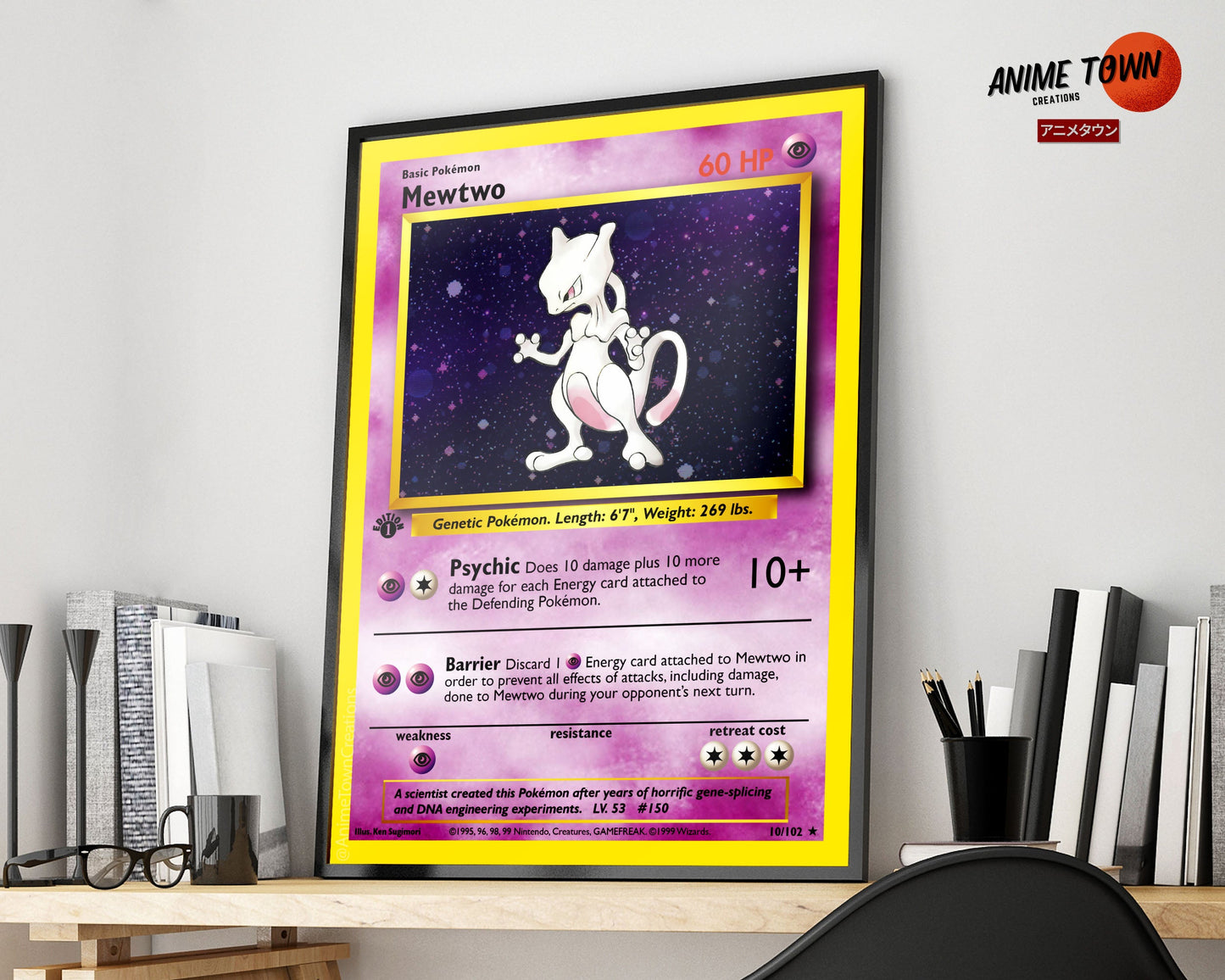 Anime Town Creations Poster Pokemon Mewtwo Card 5" x 7" Home Goods - Anime Pokemon Poster