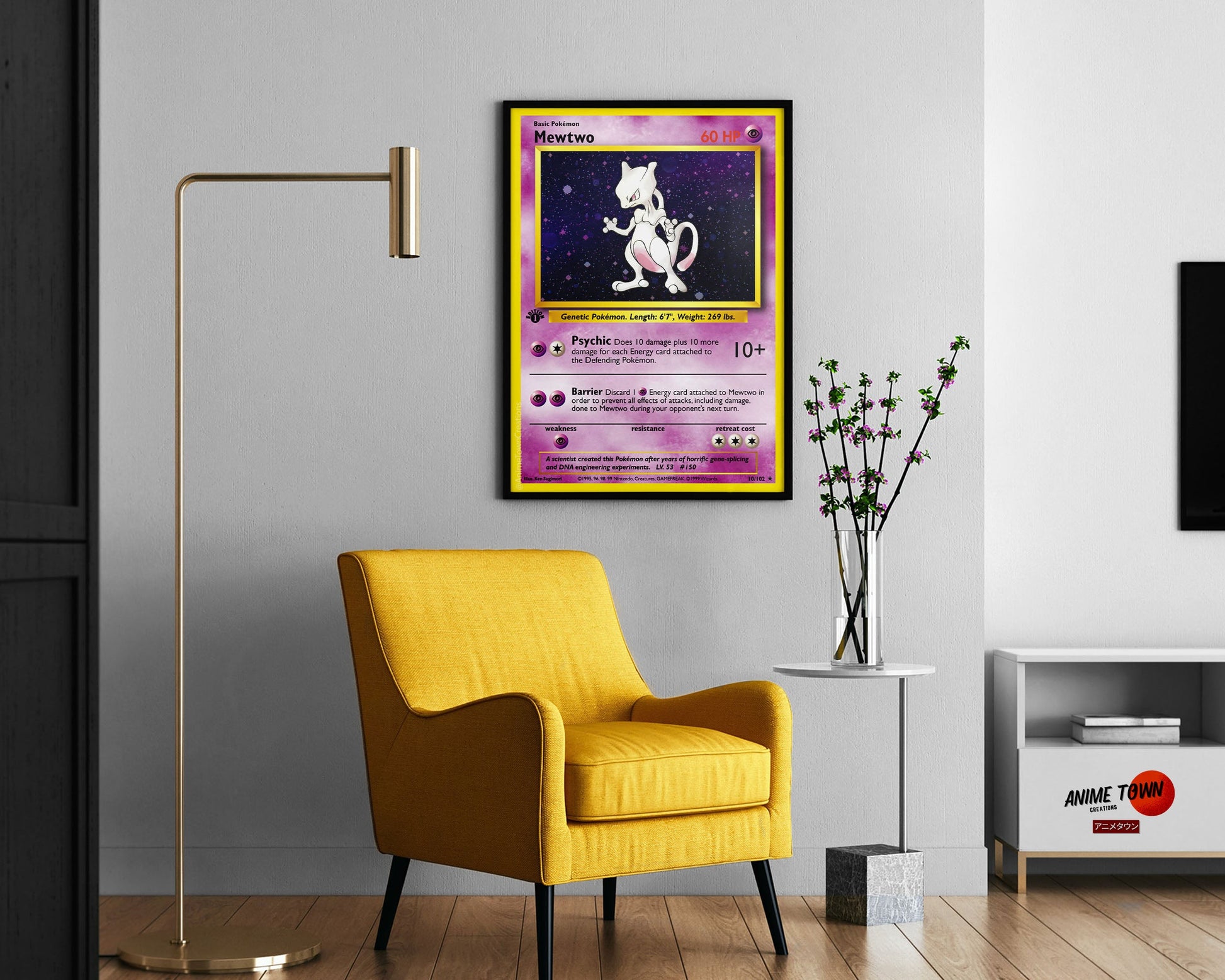 Anime Town Creations Poster Pokemon Mewtwo Card 11" x 17" Home Goods - Anime Pokemon Poster