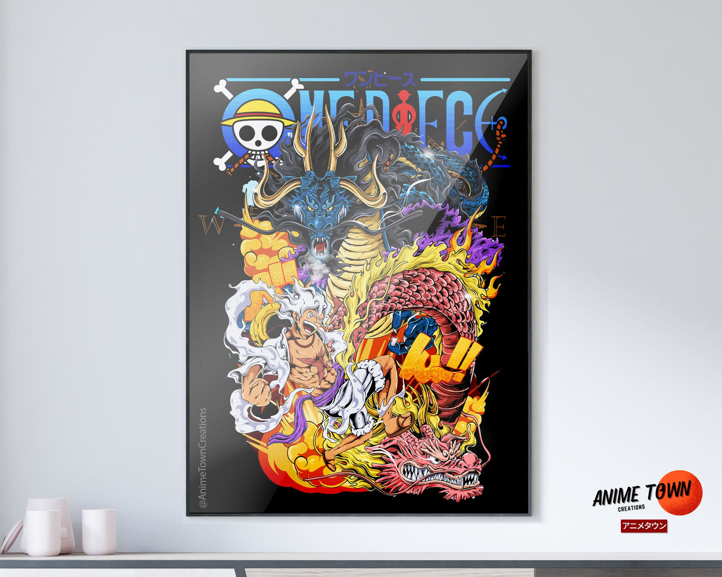 Anime Town Creations Poster One Piece Luffy Gear 5 Kaido Ultra 11" x 17" Home Goods - Anime One Piece Poster