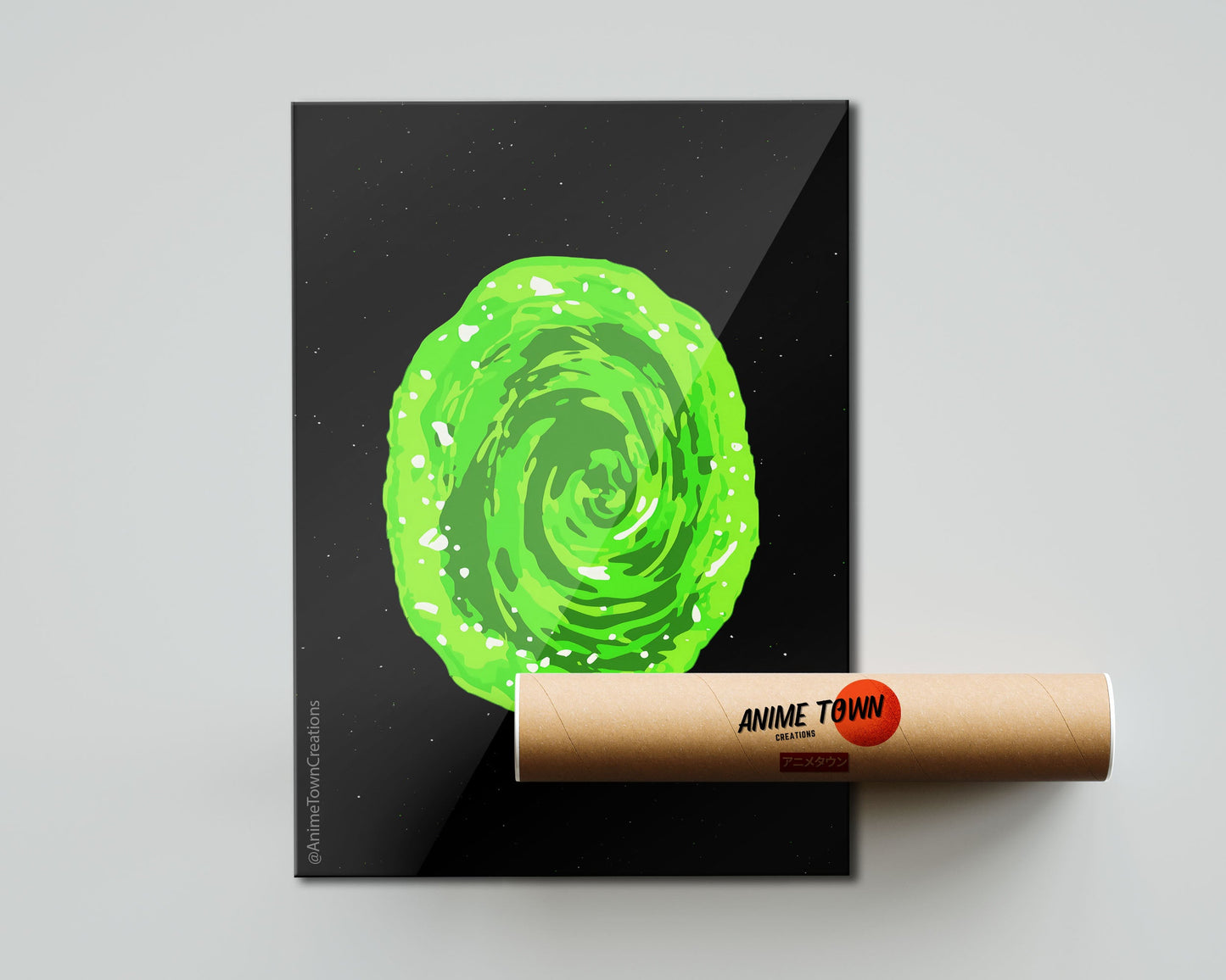 Anime Town Creations Poster Rick and Morty Green Portal 5" x 7" Home Goods - Anime Rick and Morty Poster