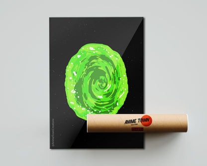 Anime Town Creations Poster Rick and Morty Green Portal 5" x 7" Home Goods - Anime Rick and Morty Poster