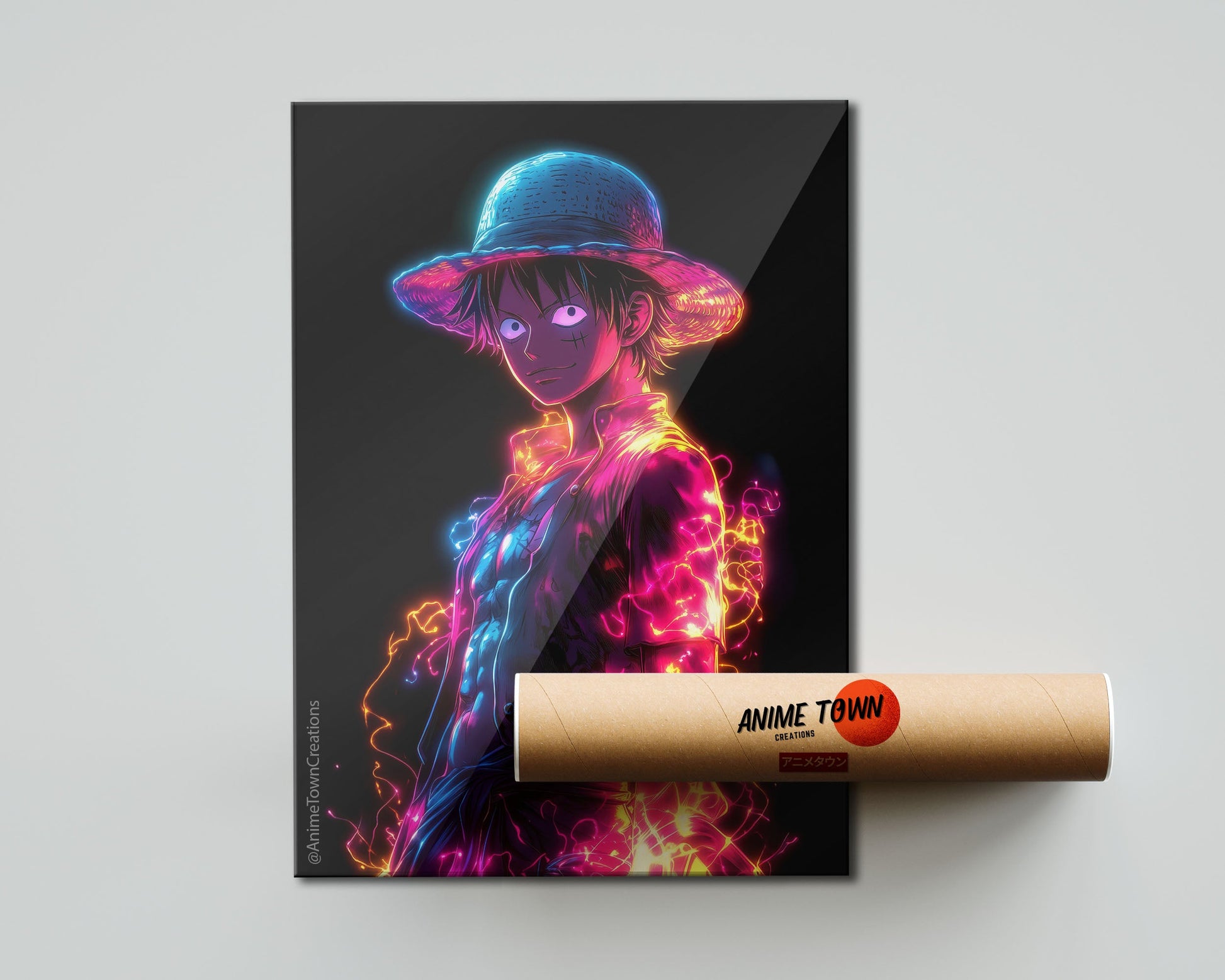 Anime Town Creations Poster One Piece Neon Luffy 5" x 7" Home Goods - Anime One Piece Poster