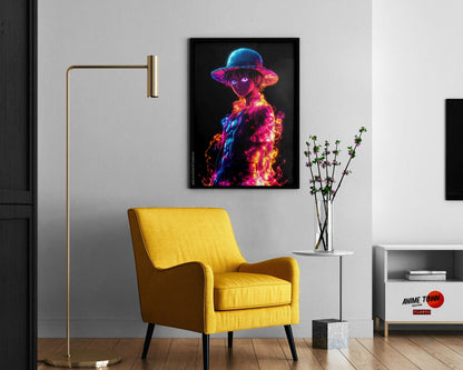 Anime Town Creations Poster One Piece Neon Luffy 11" x 17" Home Goods - Anime One Piece Poster