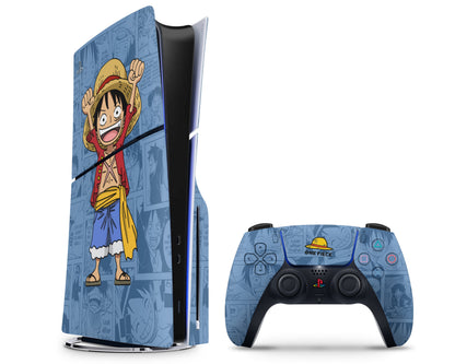 Anime Town Creations PS5 Slim One Piece Luffy Manga PS5 Slim Skins - Anime One Piece PS5 Slim Skin