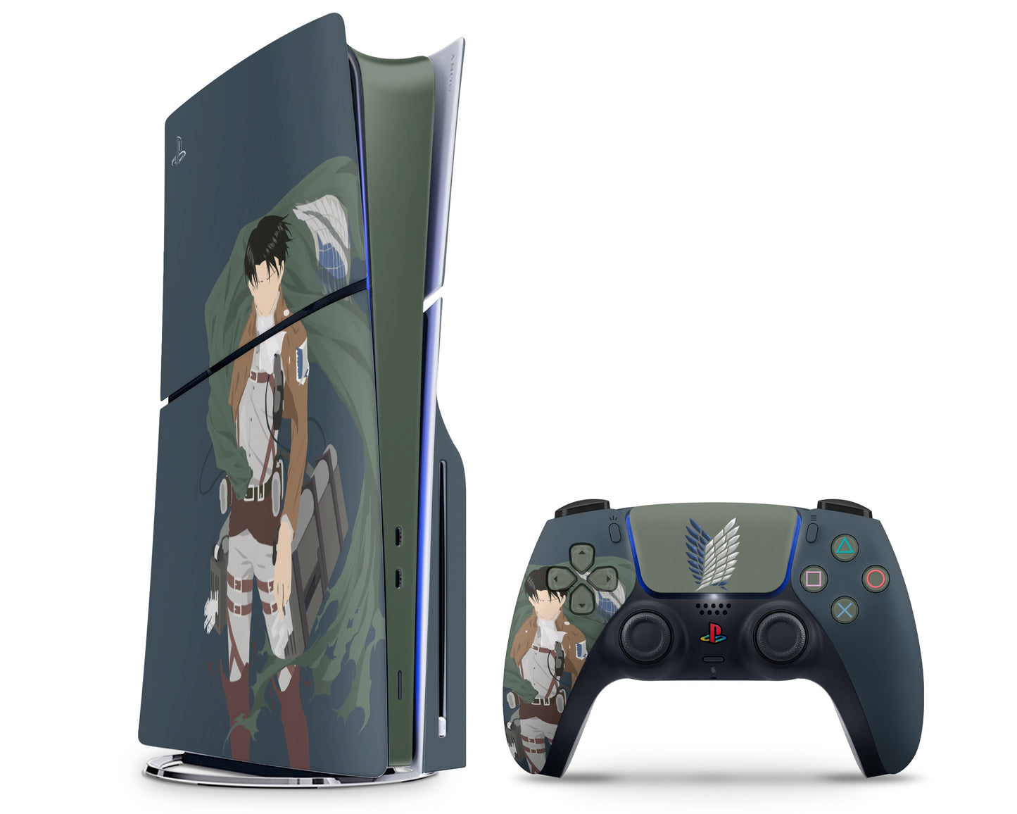 Anime Town Creations PS5 Slim Attack on Titan Levi Ackerman Minimalistic PS5 Slim Skins - Anime Attack on Titan PS5 Slim Skin