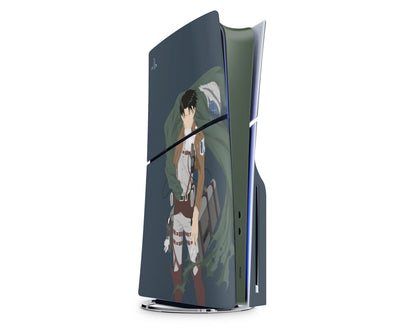 Anime Town Creations PS5 Slim Attack on Titan Levi Ackerman Minimalistic PS5 Slim Skins - Anime Attack on Titan PS5 Slim Skin