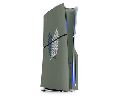 Anime Town Creations PS5 Slim Attack On Titan Survey Corps Green Minimalistic (Light) PS5 Slim Skins - Anime Attack on Titan PS5 Slim Skin