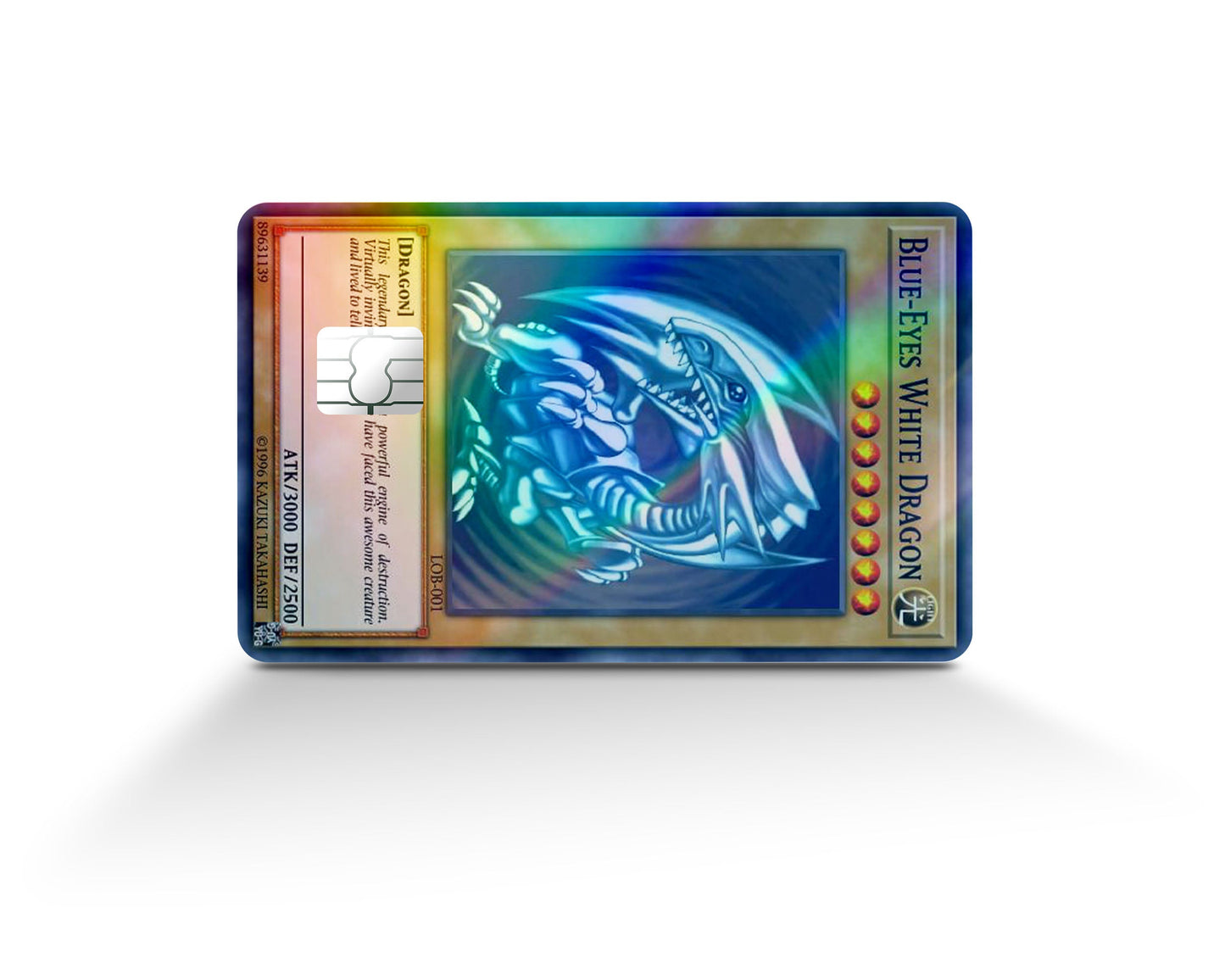 Anime Town Creations Holographic Credit Card Yu Gi Oh Blue Eyes White Dragon Card Full Skins - Anime YGO Holographic Credit Card Skin