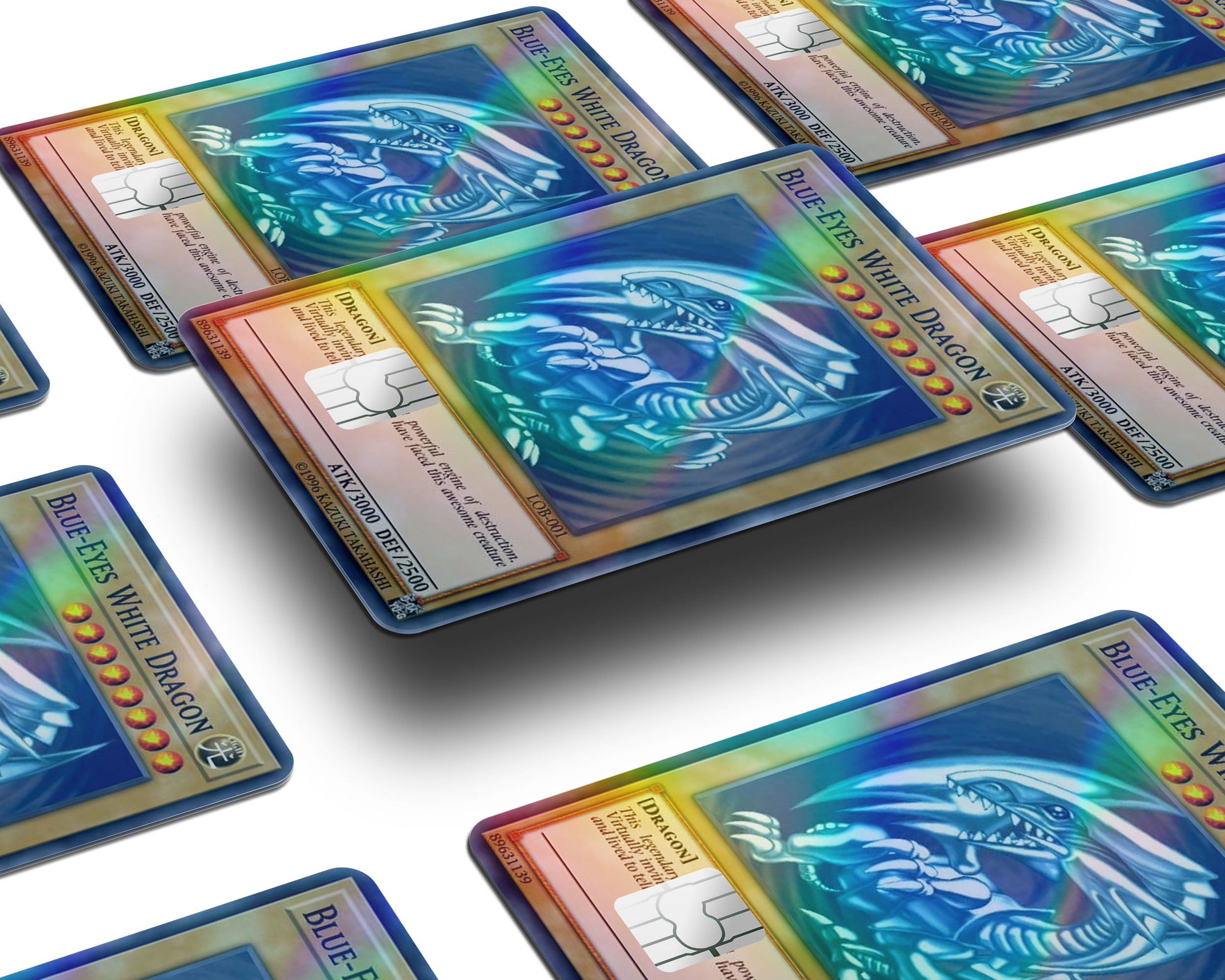 Anime Town Creations Holographic Credit Card Yu Gi Oh Blue Eyes White Dragon Card Window Skins - Anime YGO Holographic Credit Card Skin