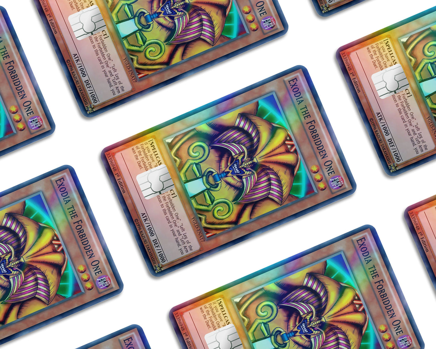 Anime Town Creations Holographic Credit Card Exodia the Forbidden Card Window Skins - Anime YGO Holographic Credit Card Skin
