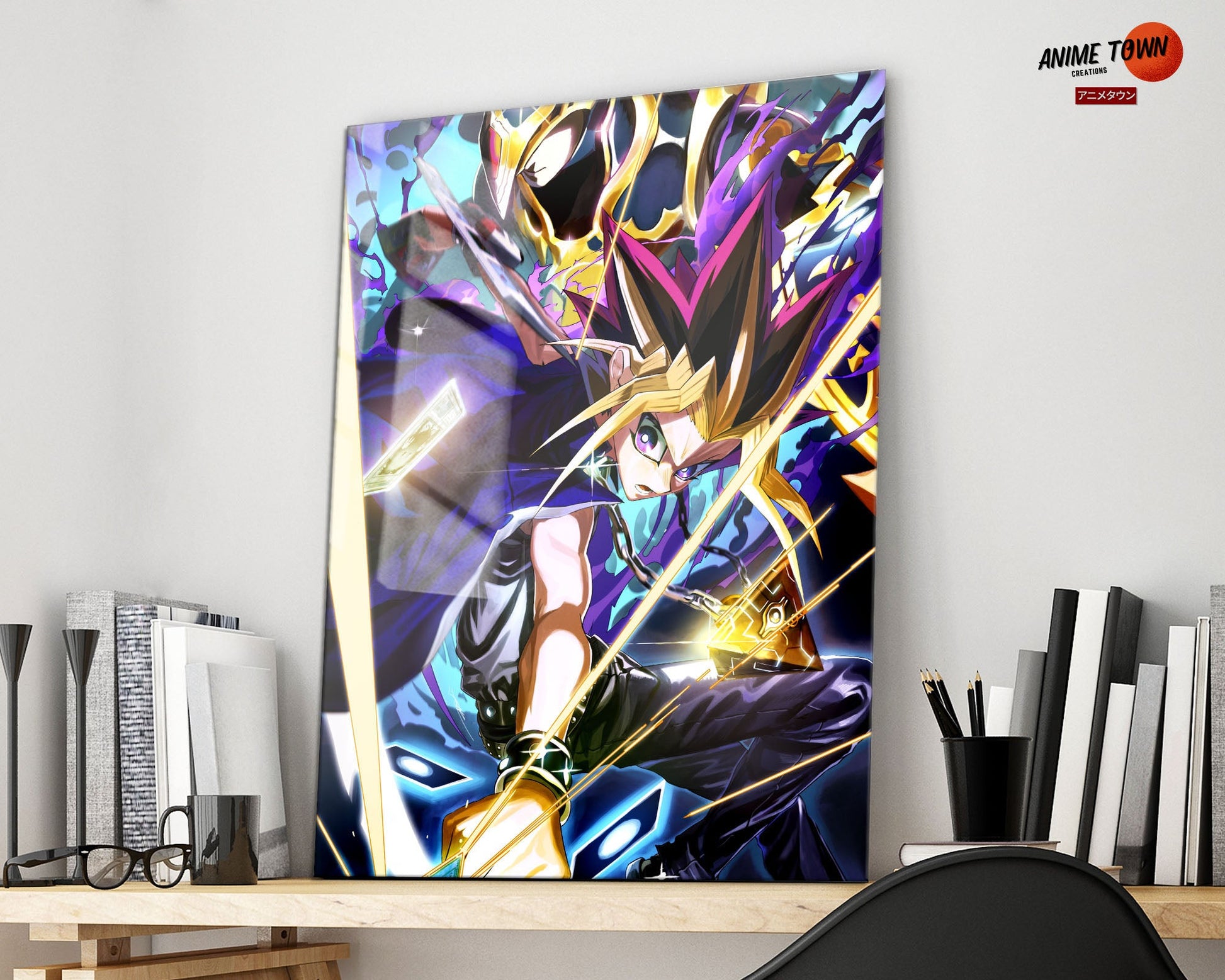 Anime Town Creations Metal Poster Yugi & Black Luster Soldier Card 16" x 24" Home Goods - Anime YGO Metal Poster