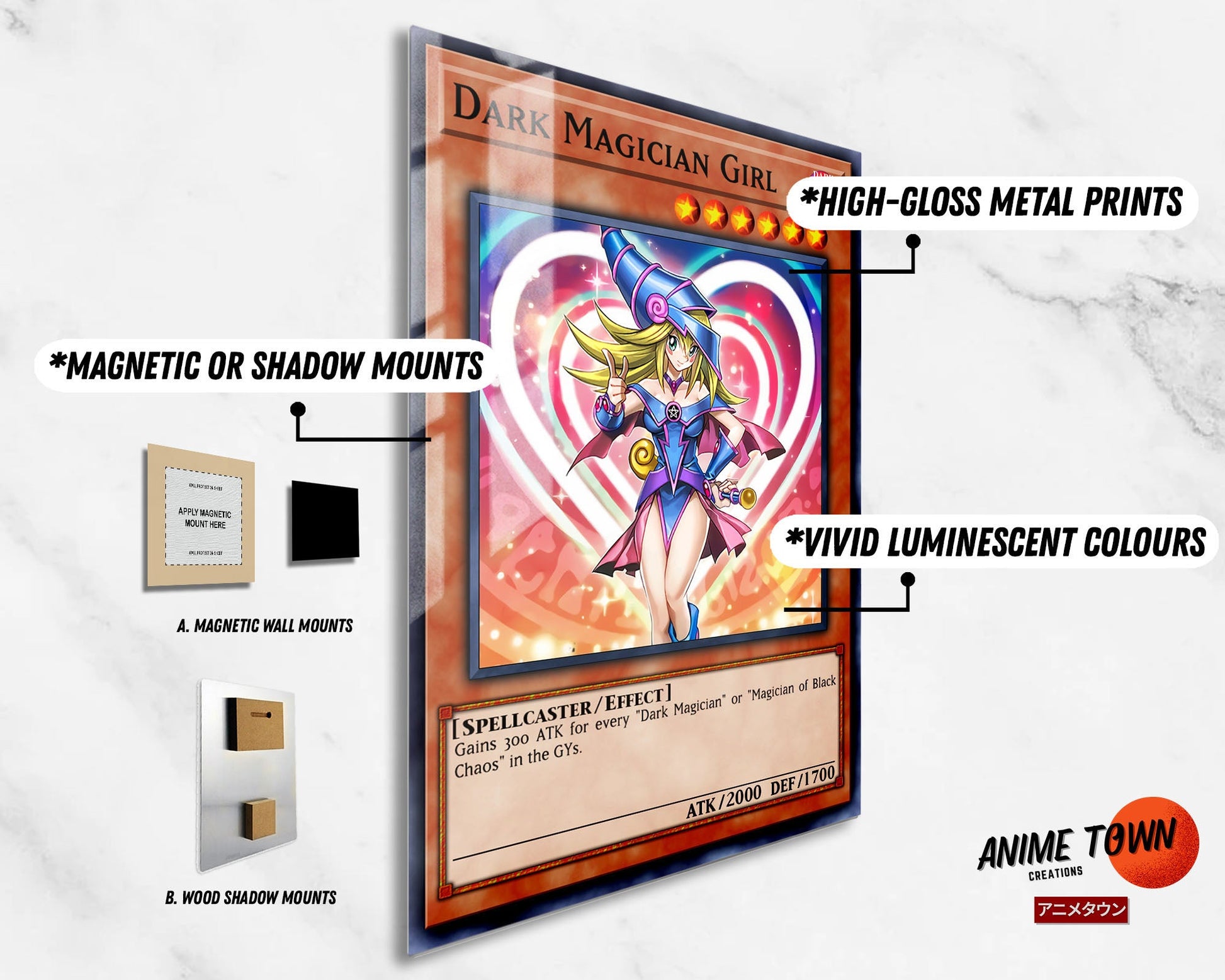 Anime Town Creations Metal Poster Girl Dark Magician Card 11" x 17" Home Goods - Anime YGO Metal Poster