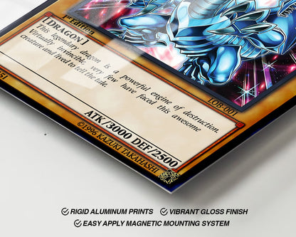 Anime Town Creations Metal Poster Blue Eyes White Dragon 1st Edition Card 24" x 36" Home Goods - Anime YGO Metal Poster