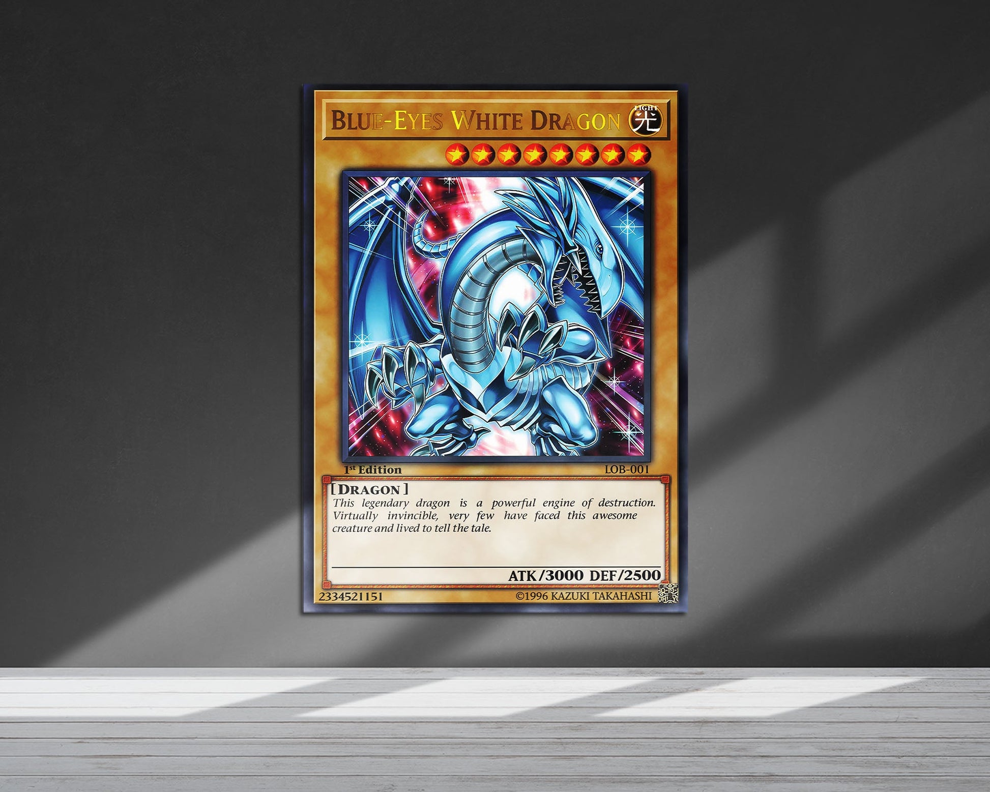 Anime Town Creations Metal Poster Blue Eyes White Dragon 1st Edition Card 5" x 7" Home Goods - Anime YGO Metal Poster