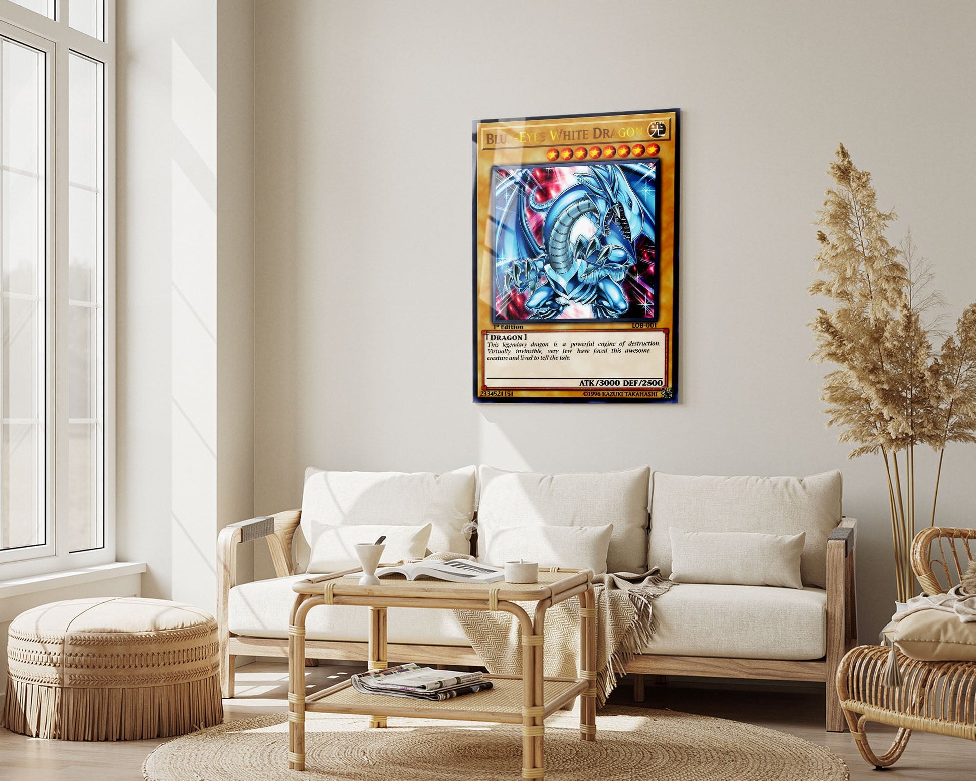Anime Town Creations Metal Poster Blue Eyes White Dragon 1st Edition Card 5" x 7" Home Goods - Anime YGO Metal Poster